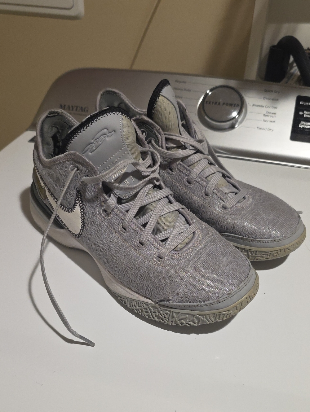 Nike Lebrons Men’s Grey Low-Top Athletic Sneakers with White Swoosh